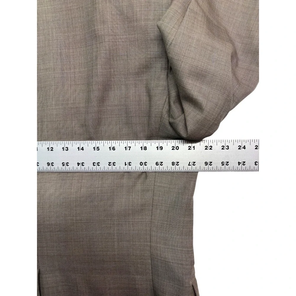 Ralph Lauren 40R 34x30 Taupe Glen Plaid 2pc Pant Suit Wool Pleated Cuffed